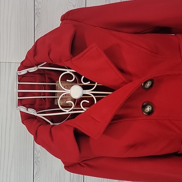 Pink Envelope Red Double-Breasted Coat Womens Size M - Picture 2 of 12